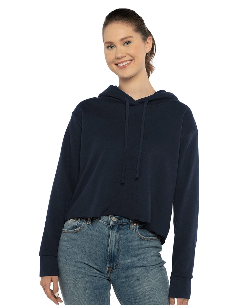 Next Level - Women's Laguna Sueded Raw Edge Crop Hoodie Sweatshirt - 9384