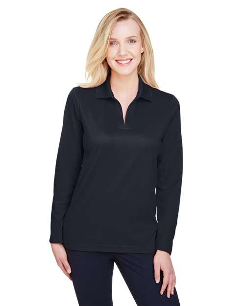 Devon & Jones - Women's CrownLux Performance® Plaited Long Sleeve Polo - DG20LW