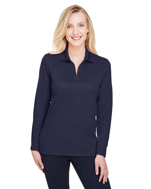 Devon & Jones - Women's CrownLux Performance® Plaited Long Sleeve Polo - DG20LW