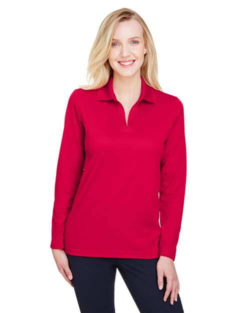 Devon & Jones - Women's CrownLux Performance® Plaited Long Sleeve Polo - DG20LW
