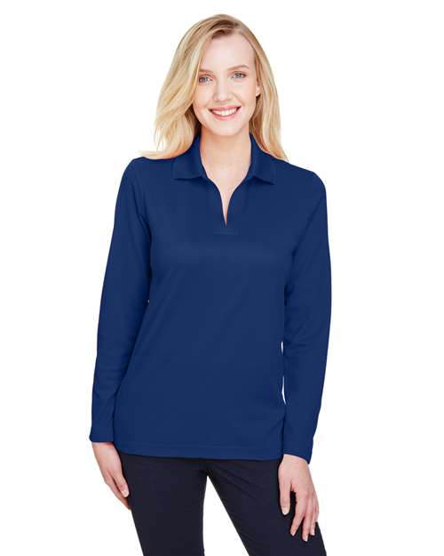 Devon & Jones - Women's CrownLux Performance® Plaited Long Sleeve Polo - DG20LW
