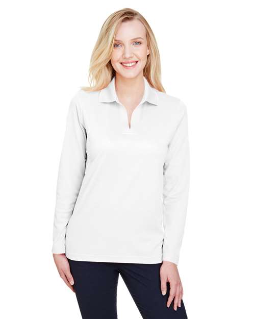 Devon & Jones - Women's CrownLux Performance® Plaited Long Sleeve Polo - DG20LW