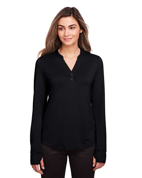 North End - Women's JAQ Stretch Performance V-Neck Snap Pullover - NE400W