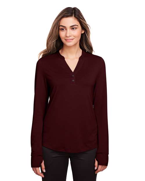 North End - Women's JAQ Stretch Performance V-Neck Snap Pullover - NE400W