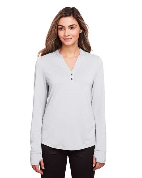 North End - Women's JAQ Stretch Performance V-Neck Snap Pullover - NE400W
