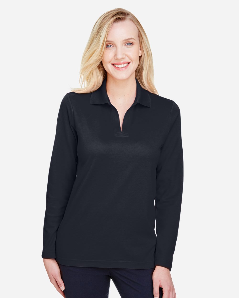 Devon & Jones - Women's CrownLux Performance® Plaited Long Sleeve Polo - DG20LW