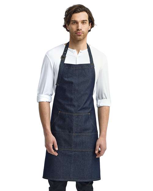 Artisan Collection by Reprime - Four-Pocket Jeans Stitch Denim Bib Apron - RP126