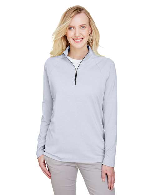 Devon & Jones - Women's CrownLux Performance® Clubhouse Micro-Stripe Quarter-Zip Pullover - DG480W