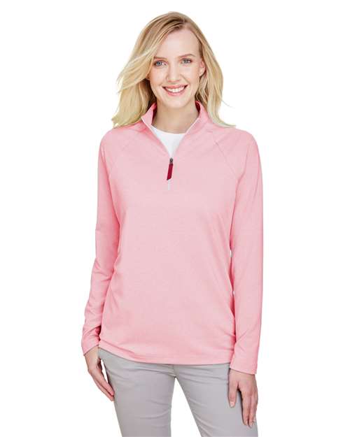 Devon & Jones - Women's CrownLux Performance® Clubhouse Micro-Stripe Quarter-Zip Pullover - DG480W