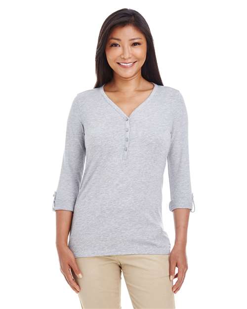 Devon & Jones - Women's Perfect Fit™ Y-Placket Convertible Sleeve Knit Top - DP186W