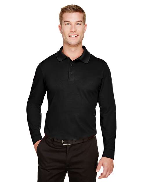 Devon & Jones - CrownLux Performance® Plaited Long Sleeve Polo - DG20L