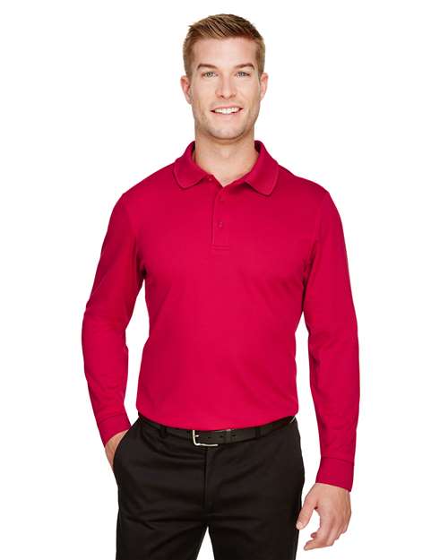 Devon & Jones - CrownLux Performance® Plaited Long Sleeve Polo - DG20L