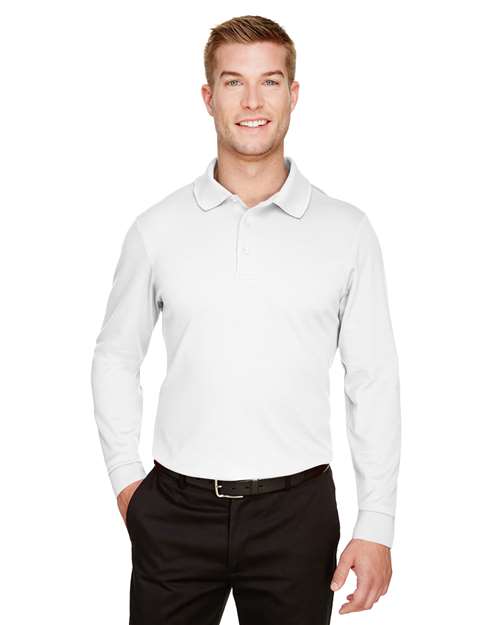 Devon & Jones - CrownLux Performance® Plaited Long Sleeve Polo - DG20L