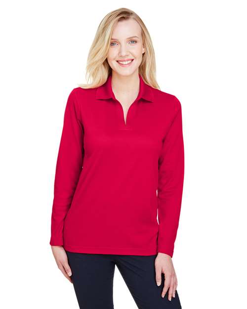 Devon & Jones - Women's CrownLux Performance® Plaited Long Sleeve Polo - DG20LW