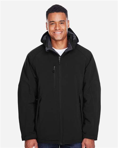 North End - Men's Glacier Insulated Three-Layer Fleece Soft Shell Hood Jacket with Detachable Hood - 88159
