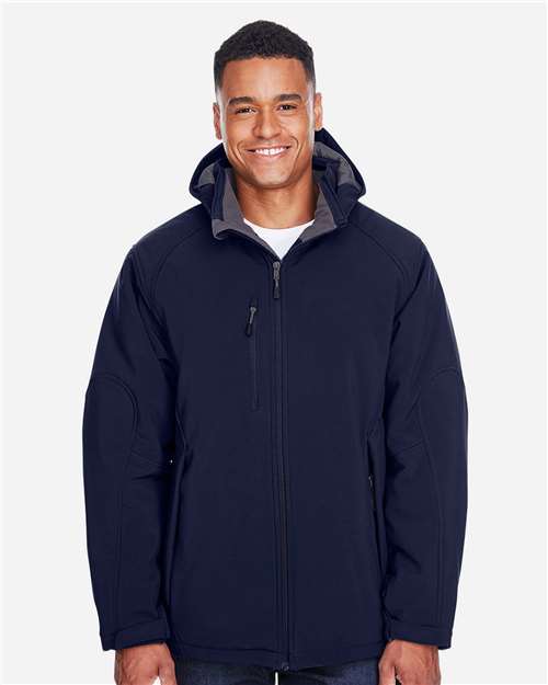 North End - Men's Glacier Insulated Three-Layer Fleece Soft Shell Hood Jacket with Detachable Hood - 88159