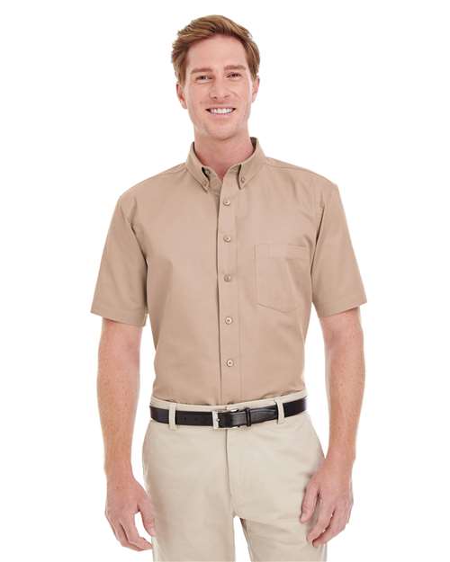 Harriton - Foundation Short Sleeve Cotton Twill Dress Shirt with Teflon - M582