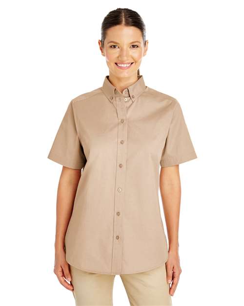 Harriton - Women's Foundation Cotton Short Sleeve Twill Dress Shirt with Teflon - M582W