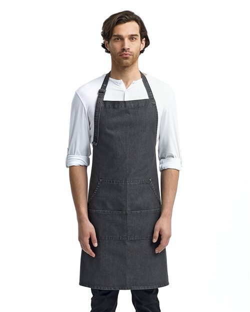 Artisan Collection by Reprime - Four-Pocket Jeans Stitch Denim Bib Apron - RP126