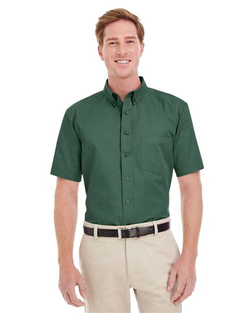 Harriton - Foundation Short Sleeve Cotton Twill Dress Shirt with Teflon - M582