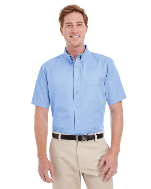 Harriton - Foundation Short Sleeve Cotton Twill Dress Shirt with Teflon - M582