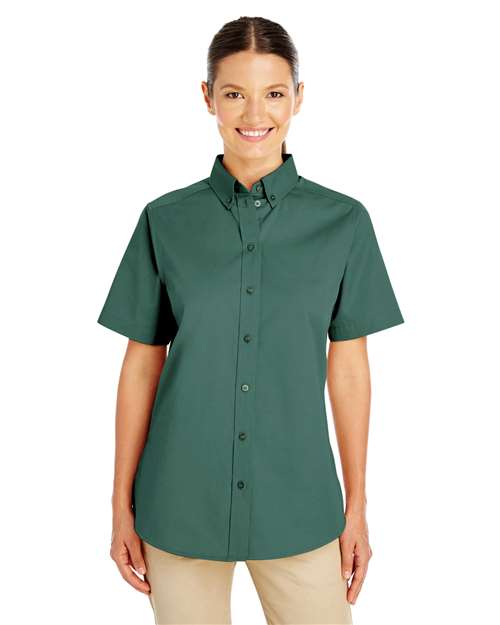 Harriton - Women's Foundation Cotton Short Sleeve Twill Dress Shirt with Teflon - M582W