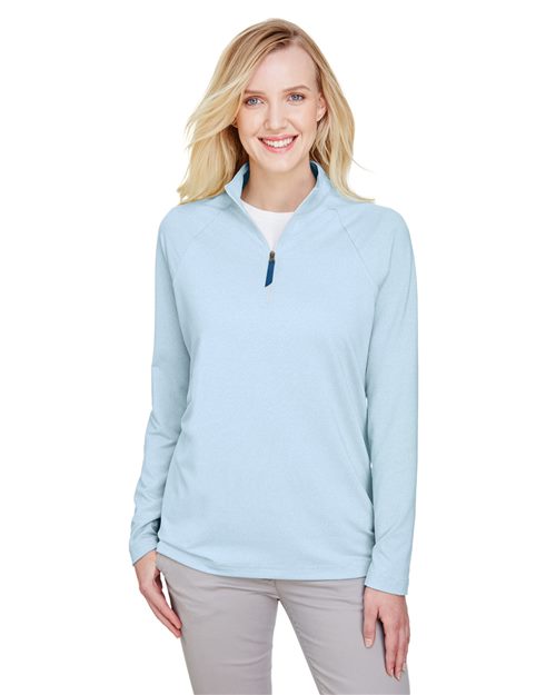 Devon & Jones - Women's CrownLux Performance® Clubhouse Micro-Stripe Quarter-Zip Pullover - DG480W