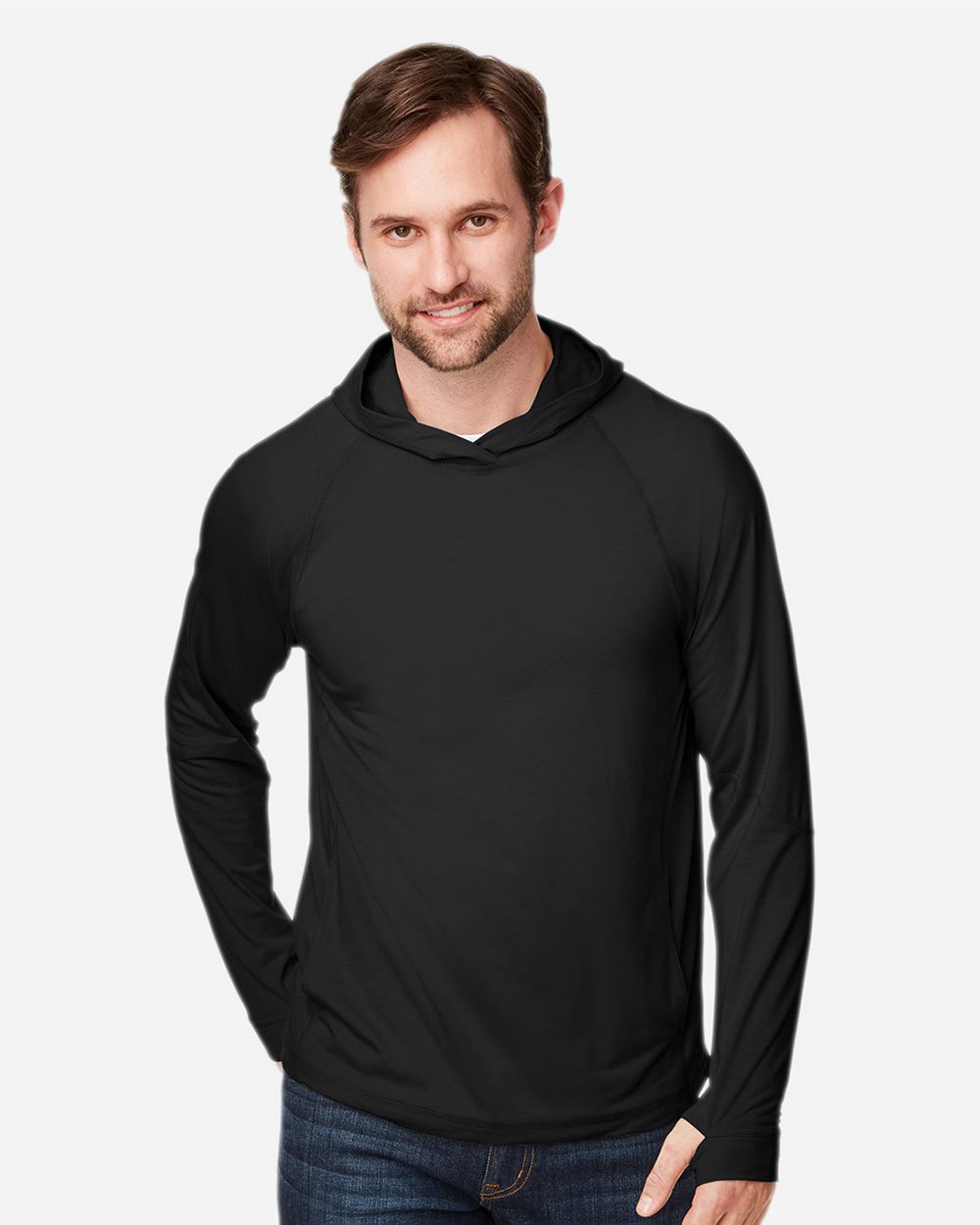 North End - Unisex JAQ Stretch Performance Hooded Long Sleeve T-Shirt - NE105