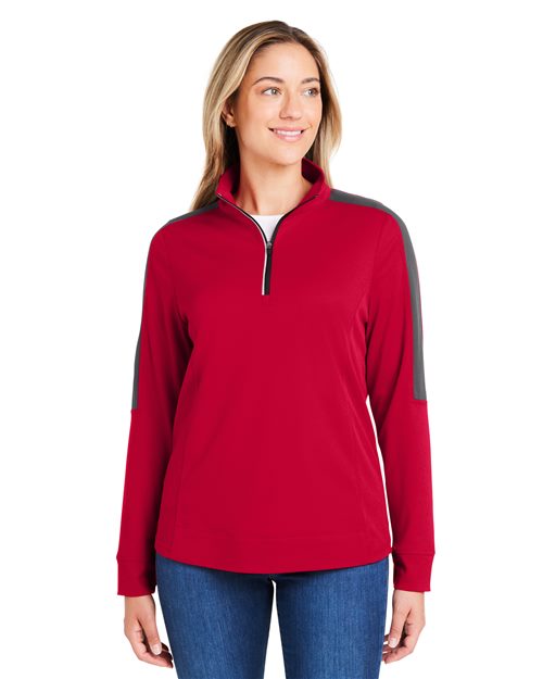 CORE365 - Women's Market Snag Protect Mesh Colorblock Quarter-Zip Pullover - CE404W