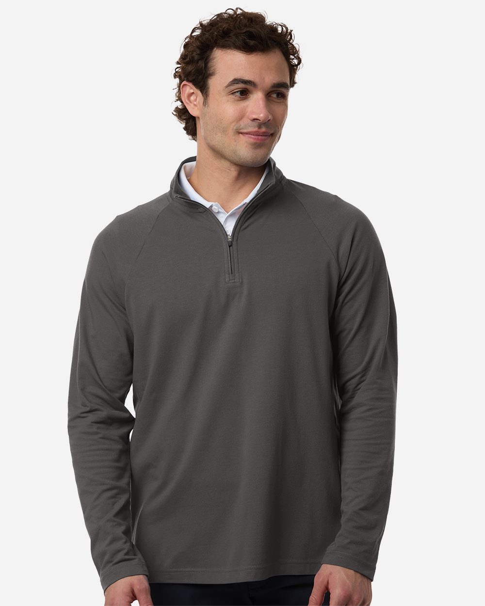 Devon & Jones - Men's Seaton Pebble Textured Quarter-Zip Pullover - DG402