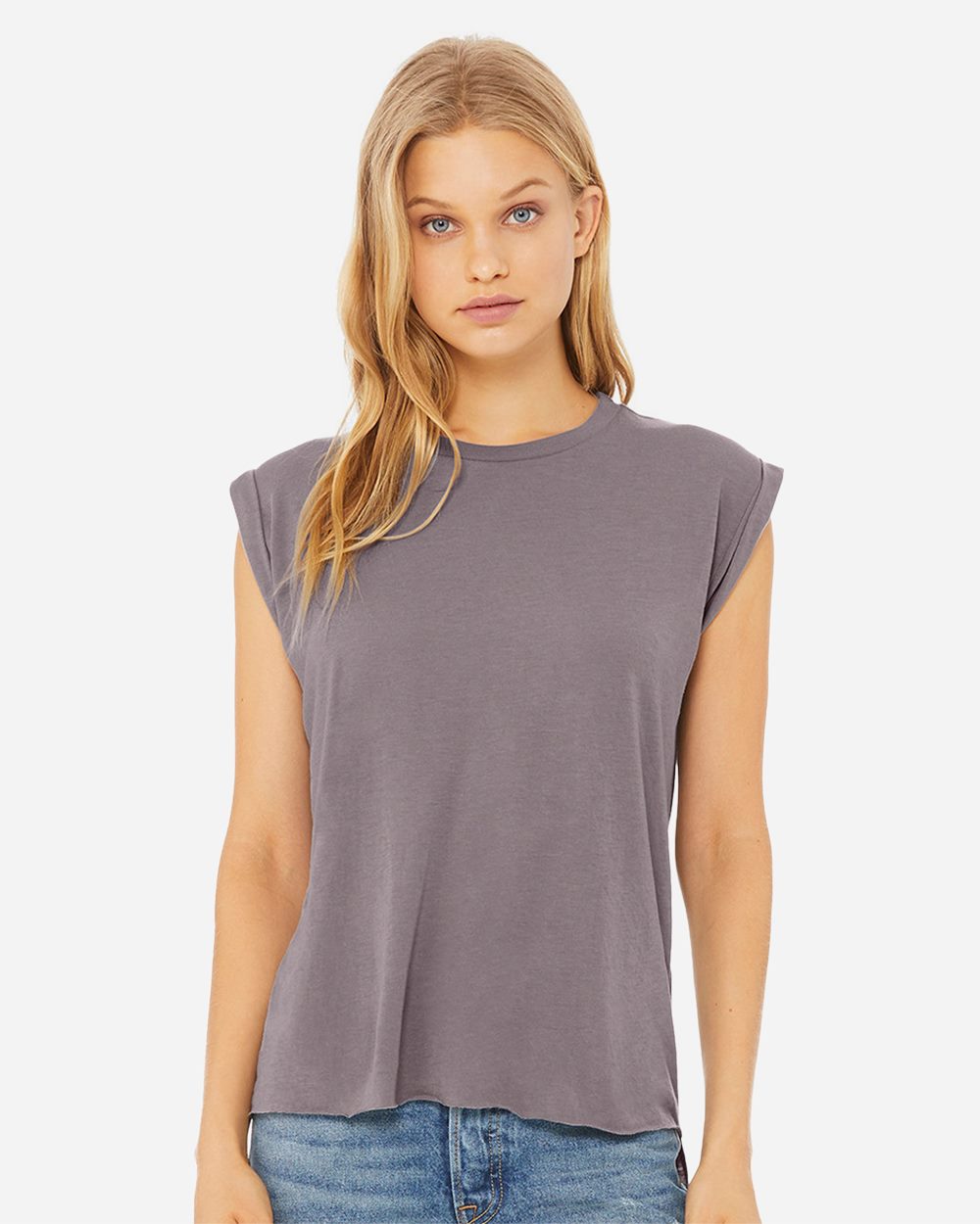 BELLA + CANVAS - T-shirt fluide pour femmes avec manchettes roulées - 8804
