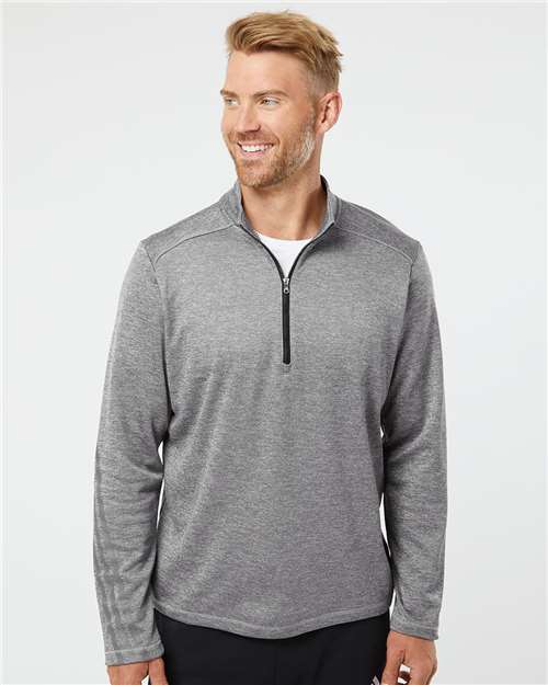 Adidas - Brushed Terry Heathered Quarter-Zip Pullover - A284