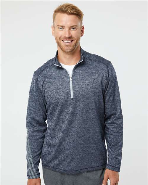 Adidas - Brushed Terry Heathered Quarter-Zip Pullover - A284