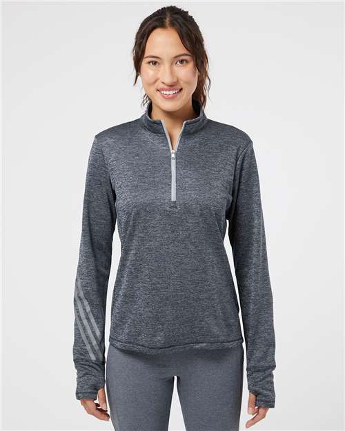 Adidas - Women's Brushed Terry Heathered Quarter-Zip Pullover - A285