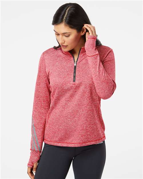 Adidas - Women's Brushed Terry Heathered Quarter-Zip Pullover - A285