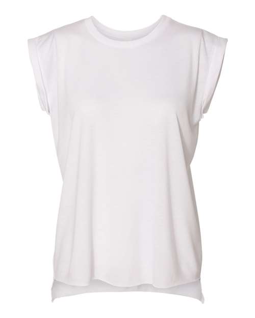 BELLA + CANVAS - Women’s Flowy Rolled Cuffs Muscle Tee - 8804