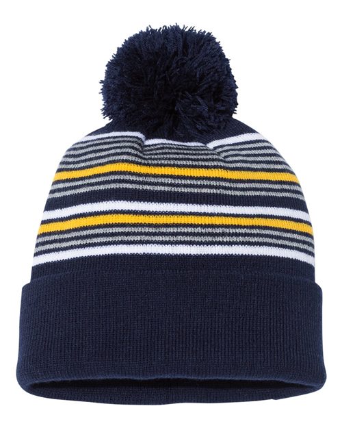 Sportsman - Tuque rayé à pompon avec revers - SP60