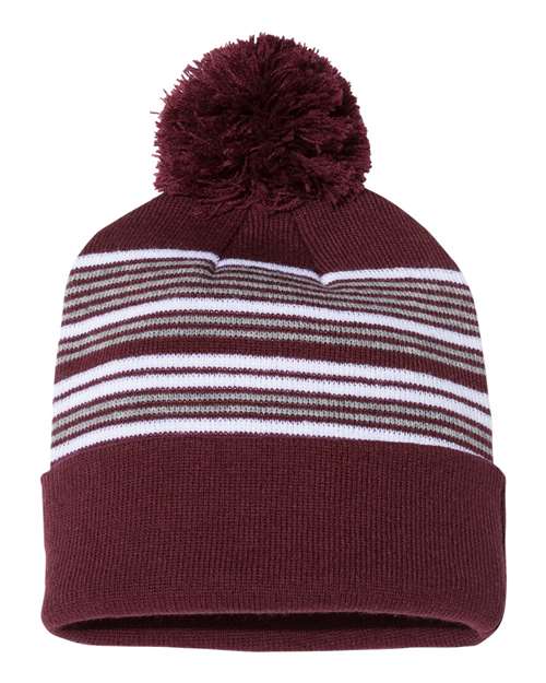 Sportsman - Tuque rayé à pompon avec revers - SP60