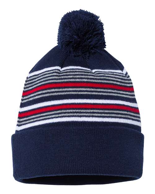 Sportsman - Tuque rayé à pompon avec revers - SP60