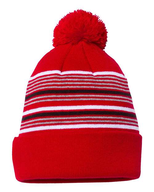 Sportsman - Tuque rayé à pompon avec revers - SP60