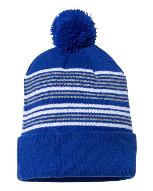 Sportsman - Tuque rayé à pompon avec revers - SP60