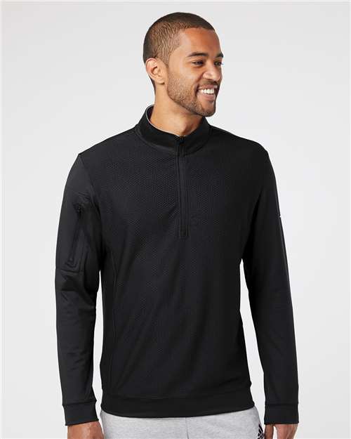 Adidas - Performance Textured Quarter-Zip Pullover - A295