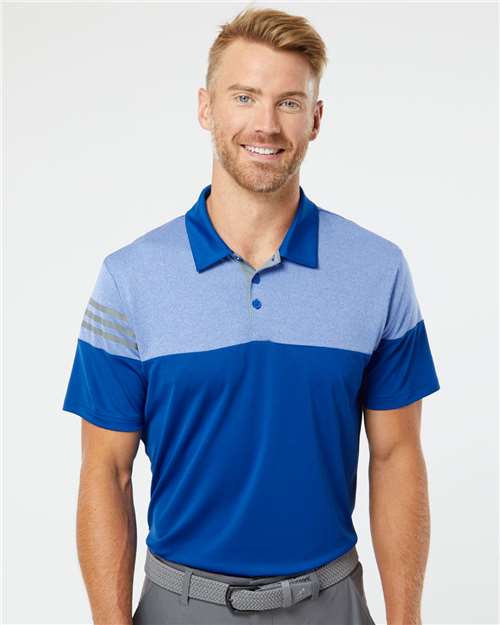 Adidas - Heathered 3-Stripes Colorblocked Polo - A213