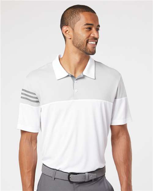 Adidas - Heathered 3-Stripes Colorblocked Polo - A213