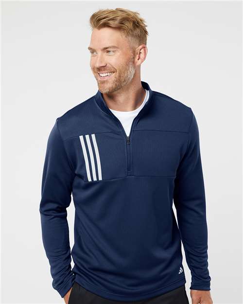 Adidas - 3-Stripes Double Knit Quarter-Zip Pullover - A482