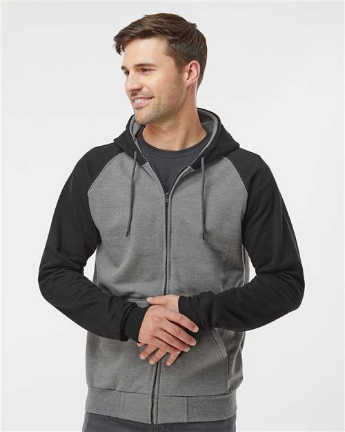 King Fashion - Fleece Raglan Hooded Full-Zip Sweatshirt - KF4048