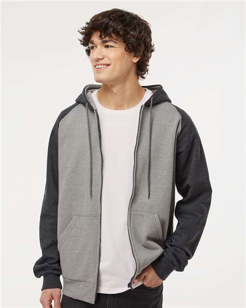 King Fashion - Fleece Raglan Hooded Full-Zip Sweatshirt - KF4048