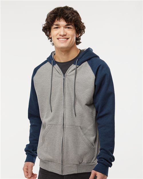 King Fashion - Fleece Raglan Hooded Full-Zip Sweatshirt - KF4048