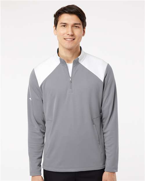 Adidas - Textured Mixed Media Quarter-Zip Pullover - A532